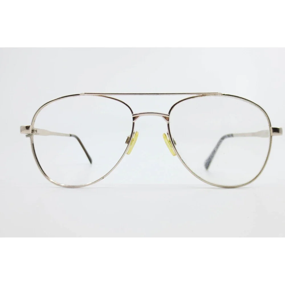 Modern Hunter Gold Aviator Eyeglass Frames 55-16 Double Bridge Spectacles 38402